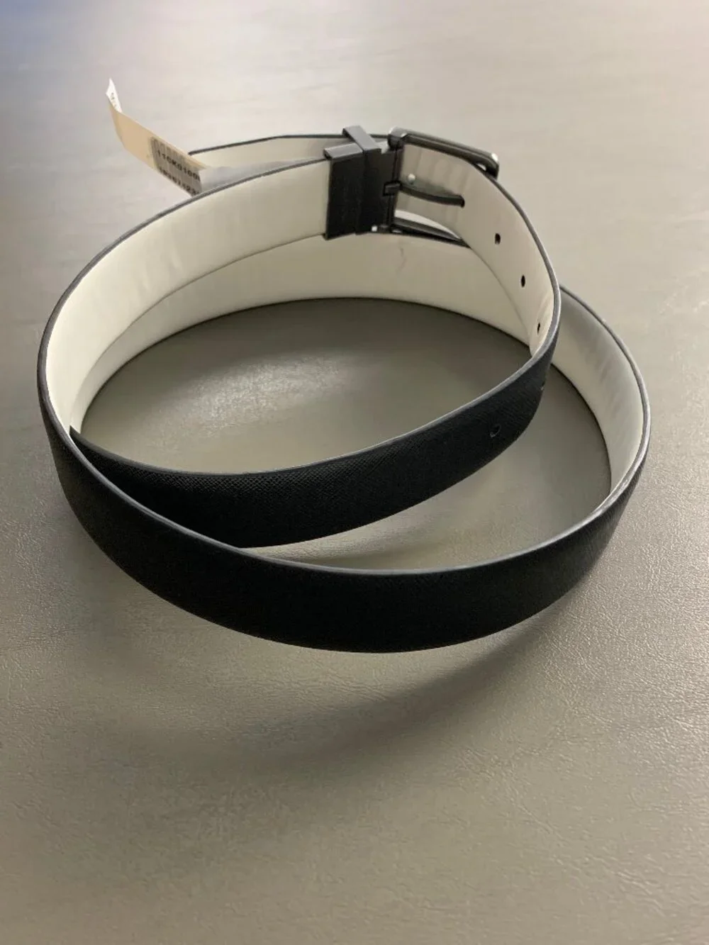 Calvin Klein Men's Reversible Textured Dress Belt, White to Black, Large 38-40